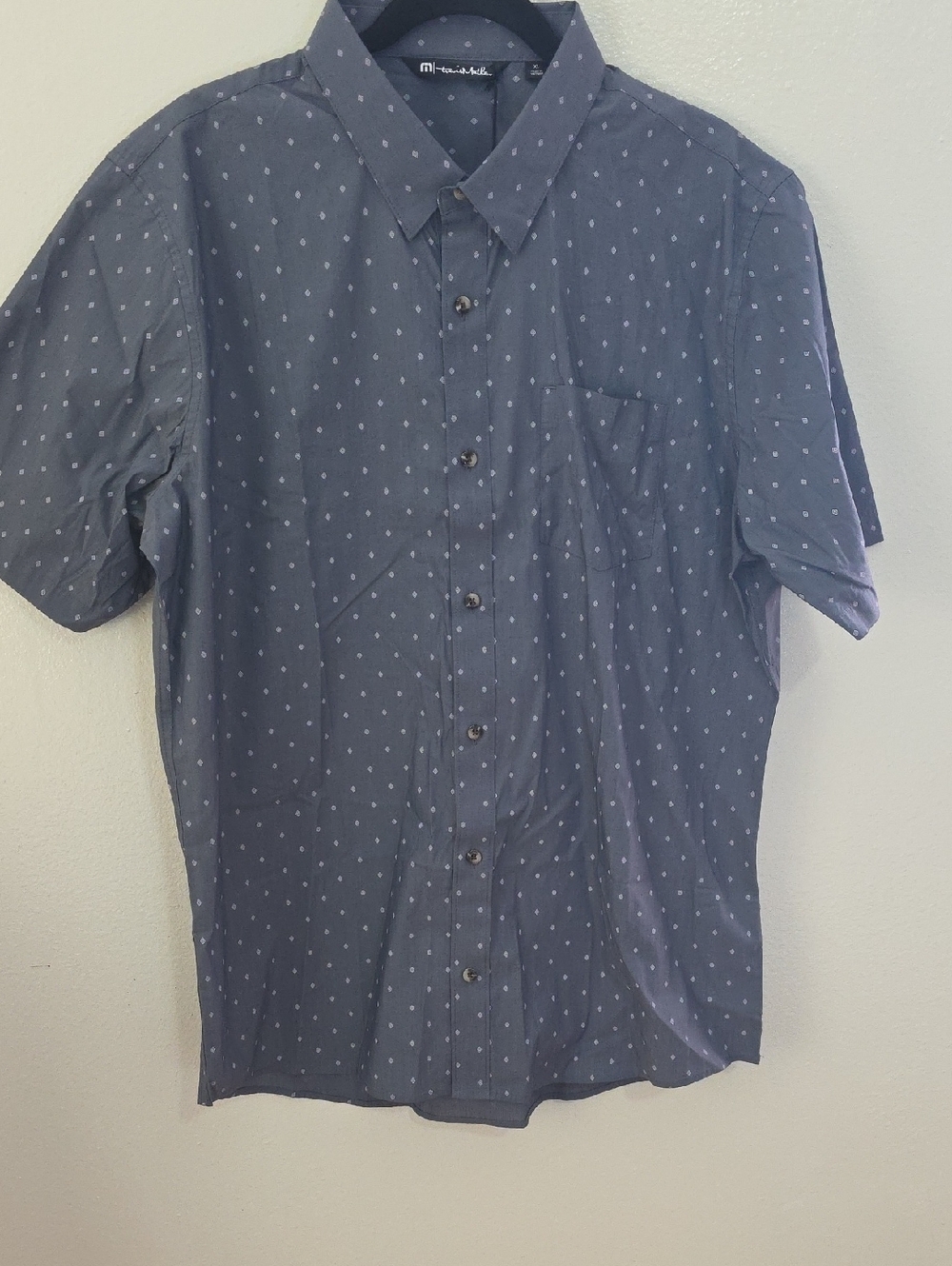 Travis Mathew Short-Sleeve Dot Print Button-Up Shirt - Blue